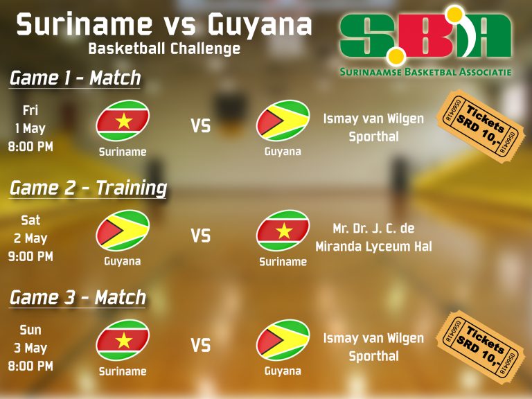 Suriname Vs Guyana Basketball Challenge – Surinaamse Basketbal Associatie